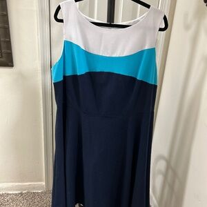 Blue Block Color Dress Size 20